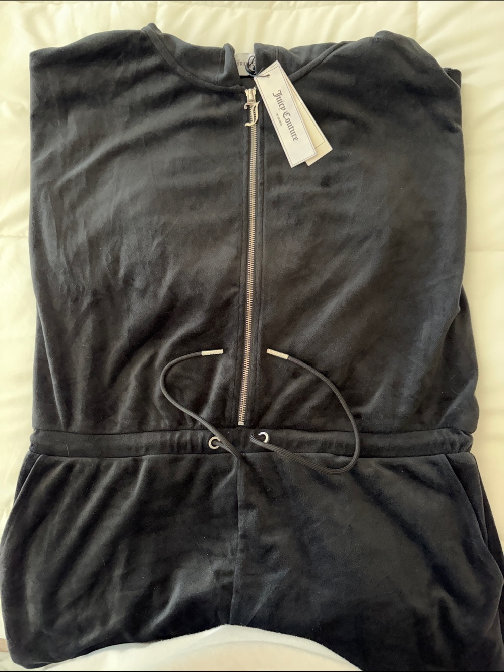 Juicy Couture Black Velour Hoodie Jumpsuit with Logo - Picture 10 of 10